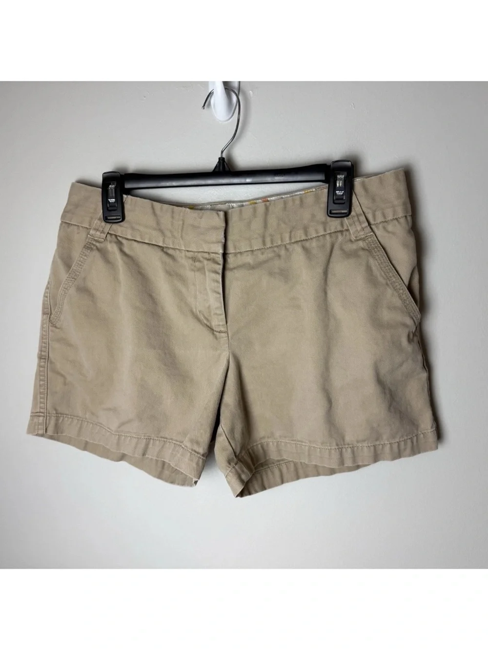 J. Crew Chino Shorts Womens Size 10 Khaki Cotton Casual Classic Pockets Preppy